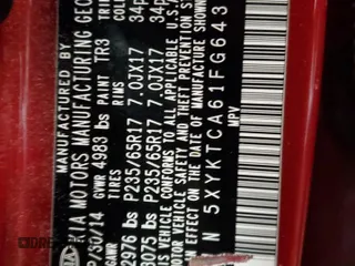 2015 Kia Sorento LX with VIN 5XYKTCA61FG643335, listed as a Copart auction lot 79863484 with 96,152 mi miles and Clean Title. Bid and sale history available at carsss.com. Image 14.