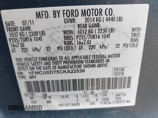 2012 Ford Escape XLT with VIN 1FMCU0D75CKA22539, listed as a IAAI auction lot 42775549 with 212,920 mi miles and . Bid and sale history available at DreamBid. Image 9.