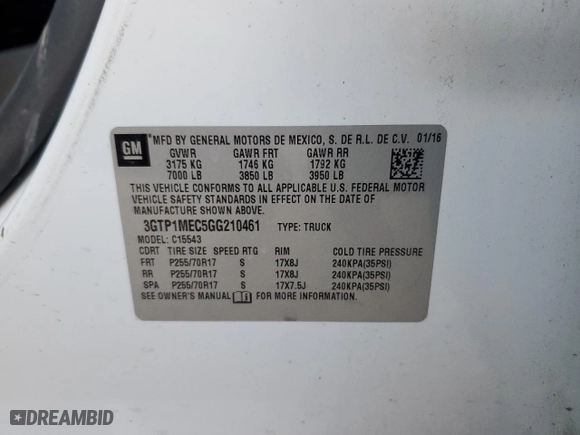 2016 GMC Sierra 1500 SLE with VIN 3GTP1MEC5GG210461, listed as a Copart auction lot 76396424 with 113,624 mi miles and Salvage Title. Bid and sale history available at carsss.com. Image 12.