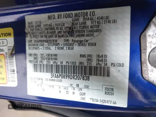 2013 Ford Fusion Titanium with VIN 3FA6P0K99DR207838, listed as a IAAI auction lot 42625905 with 221,730 mi miles and . Bid and sale history available at DreamBid. Image 9.