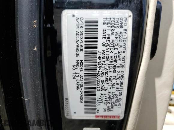 2002 Lexus SC 430 with VIN JTHFN48Y420003210, listed as a Copart auction lot 68178414 with 158,974 mi miles and Clean Title. Bid and sale history available at DreamBid. Image 13.