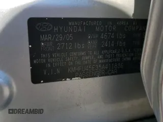 2005 Hyundai XG with VIN KMHFU45E35A411836, listed as a Copart auction lot 77821574 with 101,867 mi miles and Salvage Title. Bid and sale history available at carsss.com. Image 12.