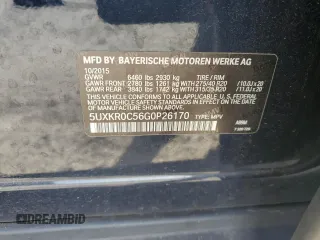 2016 BMW X5 xDrive35i with VIN 5UXKR0C56G0P26170, listed as a Copart auction lot 46697445 with 94,526 mi miles and Non Repairable. Bid and sale history available at carsss.com. Image 13.