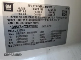 2015 Chevrolet Tahoe LT z VIN 1GNSKBKCXFR706085, wystawiony jako Copart lot #46638585 z przebiegiem 179 485 mil mil oraz Szkoda całkowita • Salvage title. Historia ofert i sprzedaży dostępna na DreamBid. Obrazek 13.