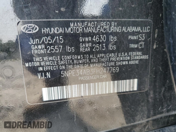 2015 Hyundai Sonata Sport z VIN 5NPE34AB3FH247769, wystawiony jako Copart lot #58968325 z przebiegiem 140 720 mil mil oraz Czysty tytuł • Clean title. Historia ofert i sprzedaży dostępna na DreamBid. Obrazek 12.