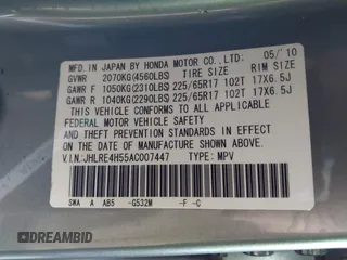 2010 Honda CR-V EX z VIN JHLRE4H55AC007447, wystawiony jako IAAI lot #41765303 z przebiegiem 186 945 mil mil oraz . Historia ofert i sprzedaży dostępna na DreamBid. Obrazek 9.