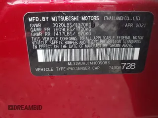 2021 Mitsubishi Mirage ES z VIN ML32AUHJ1MH009083, wystawiony jako IAAI lot #42189679 z przebiegiem 65 169 mil mil oraz . Historia ofert i sprzedaży dostępna na DreamBid. Obrazek 9.