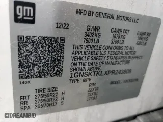 2023 Chevrolet Tahoe High Country with VIN 1GNSKTKLXPR243808, listed as a Copart auction lot 48561315 with 27,619 mi miles and Salvage Title. Bid and sale history available at carsss.com. Image 14.