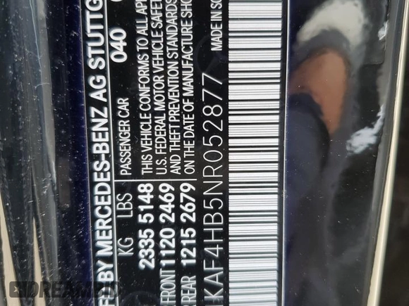 2022 Mercedes-Benz C 300 with VIN W1KAF4HB5NR052877, listed as a Copart auction lot 56477585 with 15,628 mi miles and Salvage title. Bid and sale history available at DreamBid. Image 12.