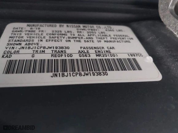2018 Nissan Rogue Sport S with VIN JN1BJ1CP8JW193830, listed as a IAAI auction lot 41733404 with 80,887 mi miles. Bid and sale history available at carsss.com. Image 9.
