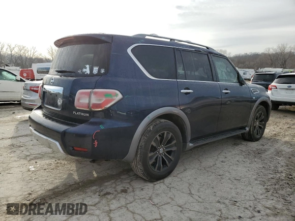 2017 Nissan Armada Platinum with VIN JN8AY2NE7H9703152, listed as a Copart auction lot 46479295 with 172,895 mi miles and Salvage Title. Bid and sale history available at carsss.com. Image 3.