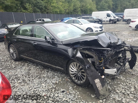 2019 Genesis G90 Premium with VIN KMHG34JA8KU050754, listed as a Copart auction lot 72037554 with 52,318 mi miles and Salvage Title. Bid and sale history available at carsss.com. Image 4.