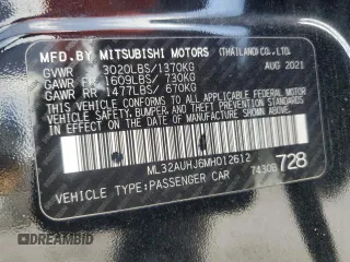 2021 Mitsubishi Mirage ES with VIN ML32AUHJ6MH012612, listed as a Copart auction lot 60129265 with 62,846 mi miles and Non repairable. Bid and sale history available at DreamBid. Image 13.