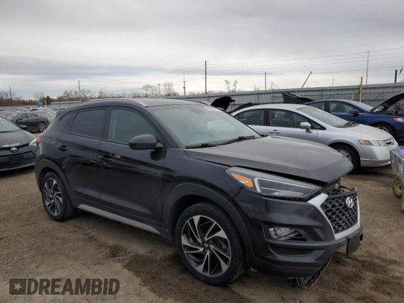 2019 Hyundai Tucson Limited with VIN KM8J3CAL9KU045869, listed as a Copart auction lot 46096745 with 51,691 mi miles and Salvage title. Bid and sale history available at DreamBid. Image 4.