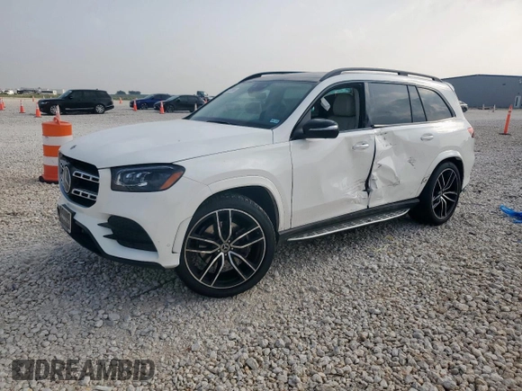 2022 Mercedes-Benz GLS 450 with VIN 4JGFF5KE6NA739823, listed as a Copart auction lot 57478395 with 35,664 mi miles and Salvage title. Bid and sale history available at DreamBid. Image 1.