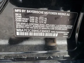 2017 BMW 7 Series 740i with VIN WBA7E2C59HG739693, listed as a Copart auction lot 42599835 with 90,061 mi miles and Salvage Title. Bid and sale history available at carsss.com. Image 14.