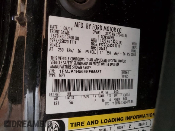 2014 Ford Expedition Max XLT z VIN 1FMJK1H56EEF65587, wystawiony jako Copart lot #51513085 z przebiegiem 150 472 mil mil oraz Szkoda całkowita • Salvage title. Historia ofert i sprzedaży dostępna na DreamBid. Obrazek 13.