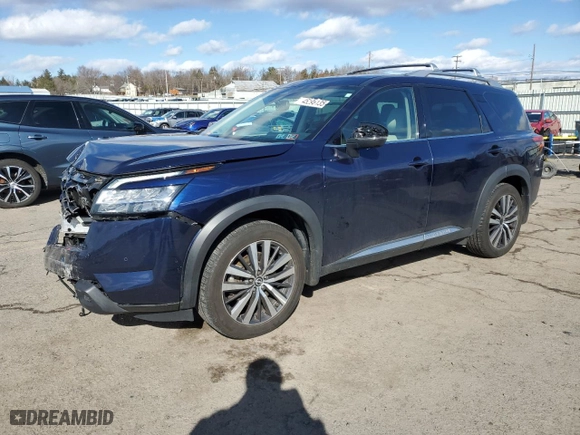 2022 Nissan Pathfinder Platinum with VIN 5N1DR3DK2NC219080, listed as a Copart auction lot 45295135 with 47,830 mi miles and Salvage Title. Bid and sale history available at carsss.com. Image 1.