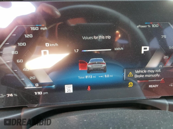2024 BMW i4 M50 with VIN WBY33AW00RFR75589, listed as a Copart auction lot 54159955 with 8,113 mi miles and Salvage Title. Bid and sale history available at carsss.com. Image 9.