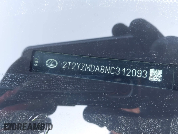 2022 Lexus RX with VIN 2T2YZMDA8NC312093, listed as a IAAI auction lot 41923448 with 24,616 mi miles. Bid and sale history available at carsss.com. Image 9.