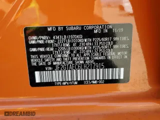 2020 Subaru Crosstrek Premium with VIN JF2GTAEC6LH217915, listed as a Copart auction lot 53516865 with 27,779 mi miles and Salvage Title. Bid and sale history available at carsss.com. Image 13.