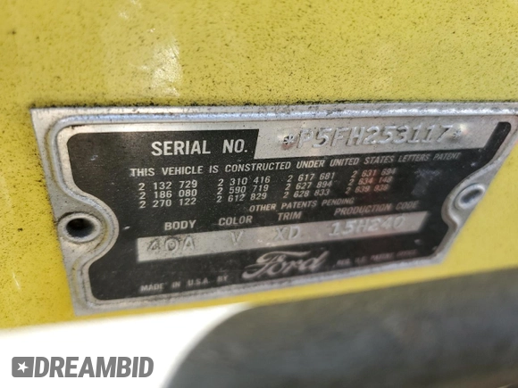 1955 Ford Thunderbird with VIN P5FH253117, listed as a Copart auction lot 79018504 with 80,425 mi miles and Salvage Title. Bid and sale history available at DreamBid. Image 13.