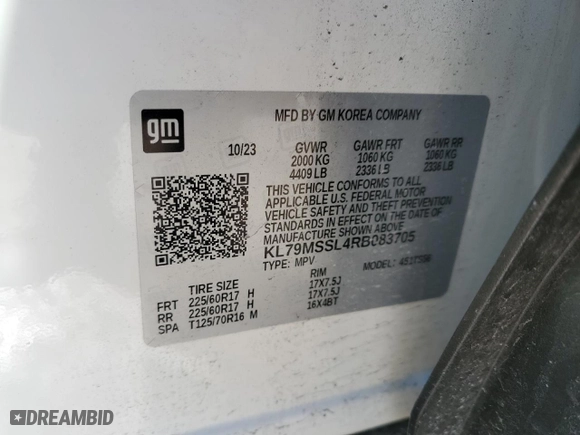 2024 Chevrolet TrailBlazer ACTIV with VIN KL79MSSL4RB083705, listed as a Copart auction lot 47822675 with NaN miles and Salvage Title. Bid and sale history available at carsss.com. Image 13.