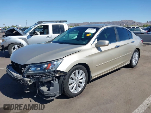 2014 Honda Accord EX-L with VIN 1HGCR2F89EA238038, listed as a IAAI auction lot 42111345 with 97,112 mi miles and . Bid and sale history available at carsss.com. Image 2.