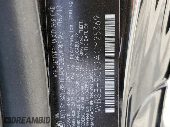 2010 BMW M6 z VIN WBSEH9C53ACY25369, wystawiony jako Copart lot #35884113 z przebiegiem 45 052 mil mil oraz Szkoda całkowita • Salvage title. Historia ofert i sprzedaży dostępna na DreamBid. Obrazek 12.