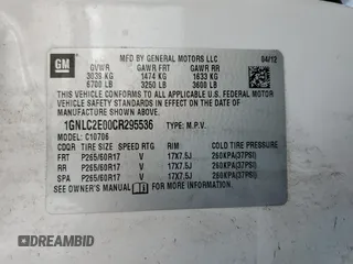 2012 Chevrolet Tahoe Commercial with VIN 1GNLC2E00CR295536, listed as a Copart auction lot 53904535 with 140,719 mi miles and Salvage title. Bid and sale history available at DreamBid. Image 13.