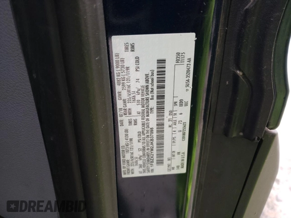 2018 Ford Transit Passenger XL с VIN 1FBZX2YM2JKB37098, выставлен на аукционе Copart как лот 41417795 с пробегом 92 592 миль миль и На запчасти • Non repairable. История ставок и продаж доступна на DreamBid. Изображение 14.