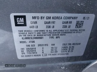 2022 Buick Encore GX Select with VIN KL4MMESL5NB009681, listed as a IAAI auction lot 41157072 with 34,403 mi miles and . Bid and sale history available at DreamBid. Image 9.