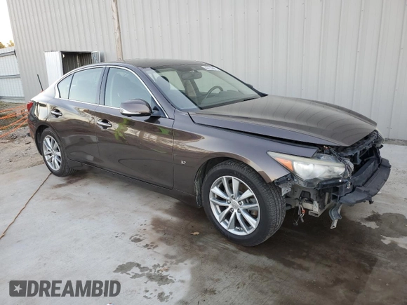 2014 Infiniti Q50 Premium with VIN JN1BV7AR8EM680510, listed as a Copart auction lot 43735965 with 193,304 mi miles and Salvage title. Bid and sale history available at DreamBid. Image 4.