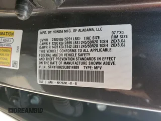 2020 Honda Passport Sport with VIN 5FNYF8H29LB014989, listed as a Copart auction lot 58709715 with 55,230 mi miles and Salvage title. Bid and sale history available at DreamBid. Image 13.