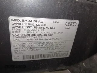 2021 Audi Q5 Premium Plus with VIN WA1BAAFY1M2003549, listed as a IAAI auction lot 41856989 with 40,415 mi miles. Bid and sale history available at carsss.com. Image 9.