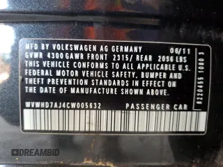 2012 Volkswagen GTI Autobahn с VIN WVWHD7AJ4CW005632, выставлен на аукционе Copart как лот 62320815 с пробегом 124 041 миль миль и Чистый • Clean title. История ставок и продаж доступна на DreamBid. Изображение 12.