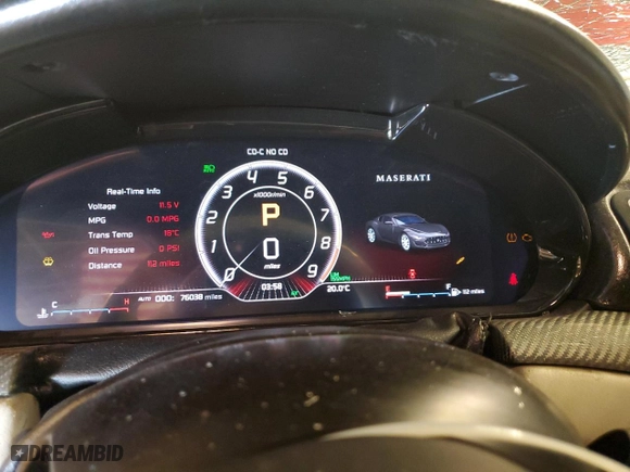 2013 Maserati GranTurismo Sport with VIN ZAM45VLA1D0073304, listed as a Copart auction lot 77509974 with 76,038 mi miles and Salvage Title. Bid and sale history available at carsss.com. Image 9.