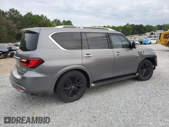 2019 Infiniti QX80 LUXE with VIN JN8AZ2NF2K9683793, listed as a Copart auction lot 45565415 with 63,650 mi miles and Salvage Title. Bid and sale history available at carsss.com. Image 3.