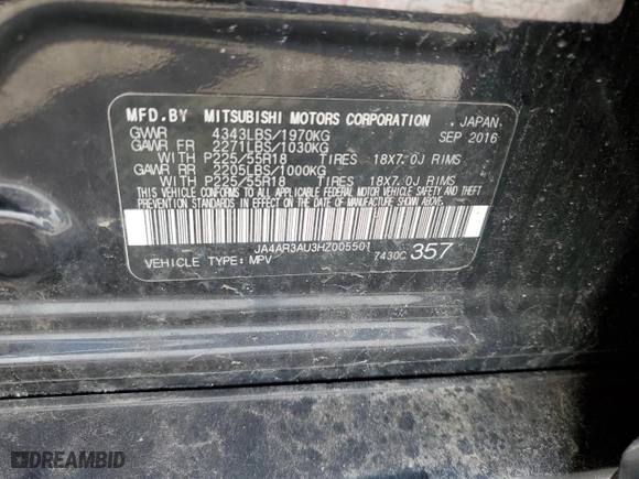 2017 Mitsubishi Outlander Sport ES 2.0 with VIN JA4AR3AU3HZ005501, listed as a Copart auction lot 47621145 with 73,940 mi miles and Non Repairable. Bid and sale history available at carsss.com. Image 13.