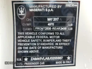 2018 Maserati GranTurismo Sport z VIN ZAM45VLA8J0255867, wystawiony jako Copart lot #52229424 z przebiegiem 54 288 mil mil oraz Szkoda całkowita • Salvage title. Historia ofert i sprzedaży dostępna na DreamBid. Obrazek 12.