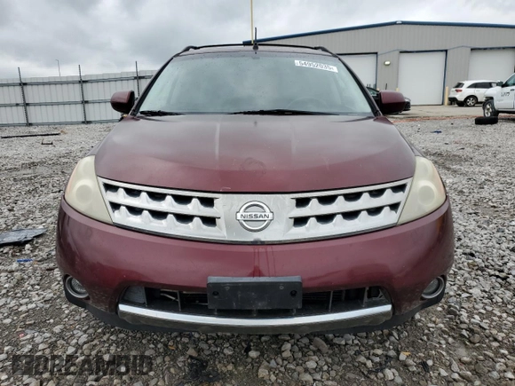2007 Nissan Murano SL with VIN JN8AZ08W77W665623, listed as a Copart auction lot 54952035 with 208,076 mi miles and Salvage title. Bid and sale history available at DreamBid. Image 5.