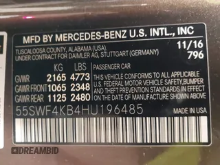 2017 Mercedes-Benz C 300 with VIN 55SWF4KB4HU196485, listed as a IAAI auction lot 42096379 with 71,167 mi miles and . Bid and sale history available at carsss.com. Image 9.