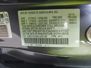 2019 Acura RDX with VIN 5J8TC1H35KL023138, listed as a IAAI auction lot 42533262 with 42,126 mi miles and . Bid and sale history available at DreamBid. Image 9.