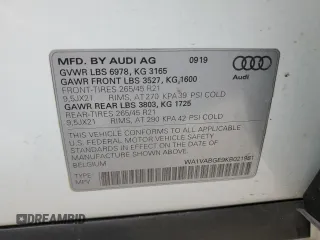 2019 Audi e-tron Prestige with VIN WA1VABGE9KB021981, listed as a Copart auction lot 50371845 with 46,624 mi miles and Salvage Title. Bid and sale history available at carsss.com. Image 13.
