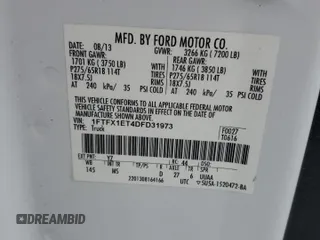 2013 Ford F-150 XL with VIN 1FTFX1ET4DFD31973, listed as a Copart auction lot 53285255 with 201,594 mi miles and Clean title. Bid and sale history available at DreamBid. Image 12.
