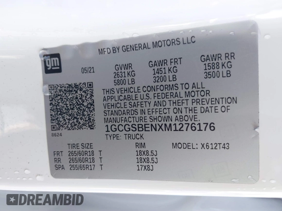 2021 Chevrolet Colorado 2WD Work Truck с VIN 1GCGSBENXM1276176, выставлен на аукционе IAAI как лот 41871871 с пробегом 11 368 миль миль и . История ставок и продаж доступна на DreamBid. Изображение 9.