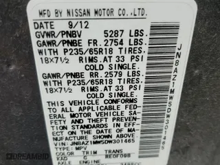 2013 Nissan Murano S with VIN JN8AZ1MW5DW301465, listed as a Copart auction lot 51799385 with 104,814 mi miles and Salvage Title. Bid and sale history available at carsss.com. Image 15.