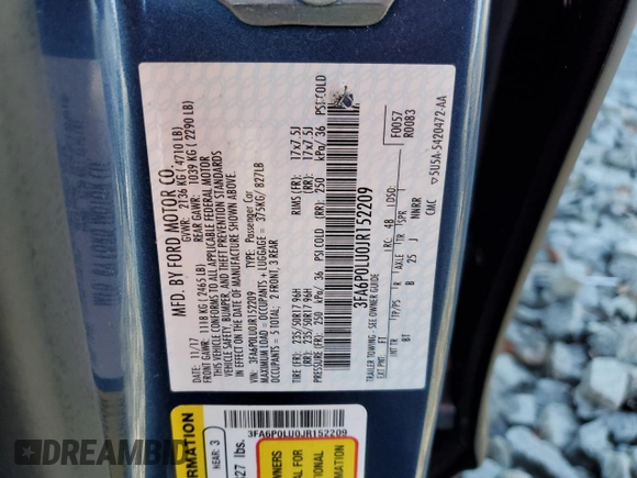 2018 Ford Fusion Hybrid SE with VIN 3FA6P0LU0JR152209, listed as a Copart auction lot 68148722 with 66,729 mi miles. Bid and sale history available at carsss.com. Image 12.