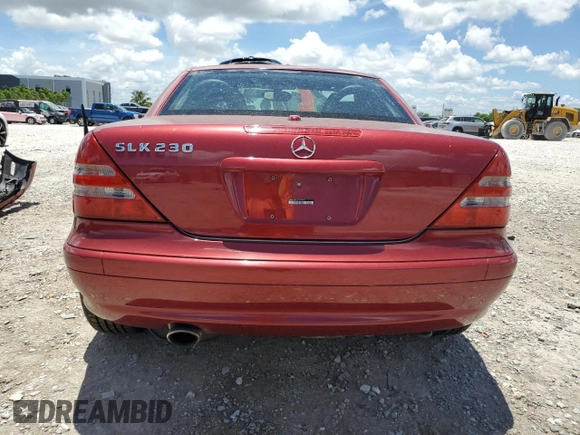 2001 Mercedes-Benz SLK 230 Kompressor with VIN WDBKK49F01F223928, listed as a Copart auction lot 58350145 with 102,651 mi miles and Salvage title. Bid and sale history available at DreamBid. Image 6.