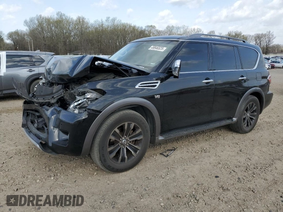 2017 Nissan Armada Platinum z VIN JN8AY2ND1H9000556, wystawiony jako Copart lot #49846525 z przebiegiem 179 394 mil mil oraz Szkoda całkowita • Salvage title. Historia ofert i sprzedaży dostępna na DreamBid. Obrazek 1.